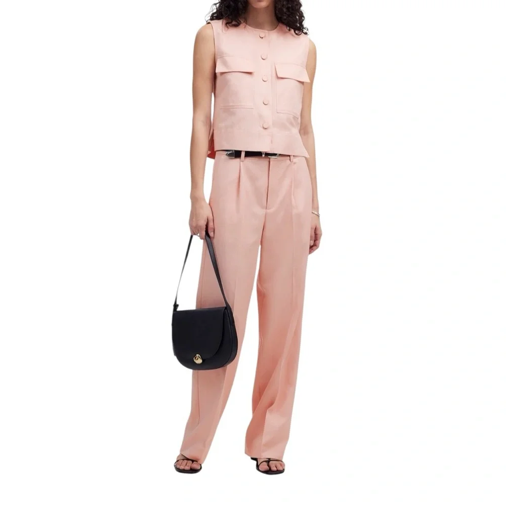 Madewell Crop Cargo-Pocket Crewneck Top in Pale Blush - Picture 2 of 9